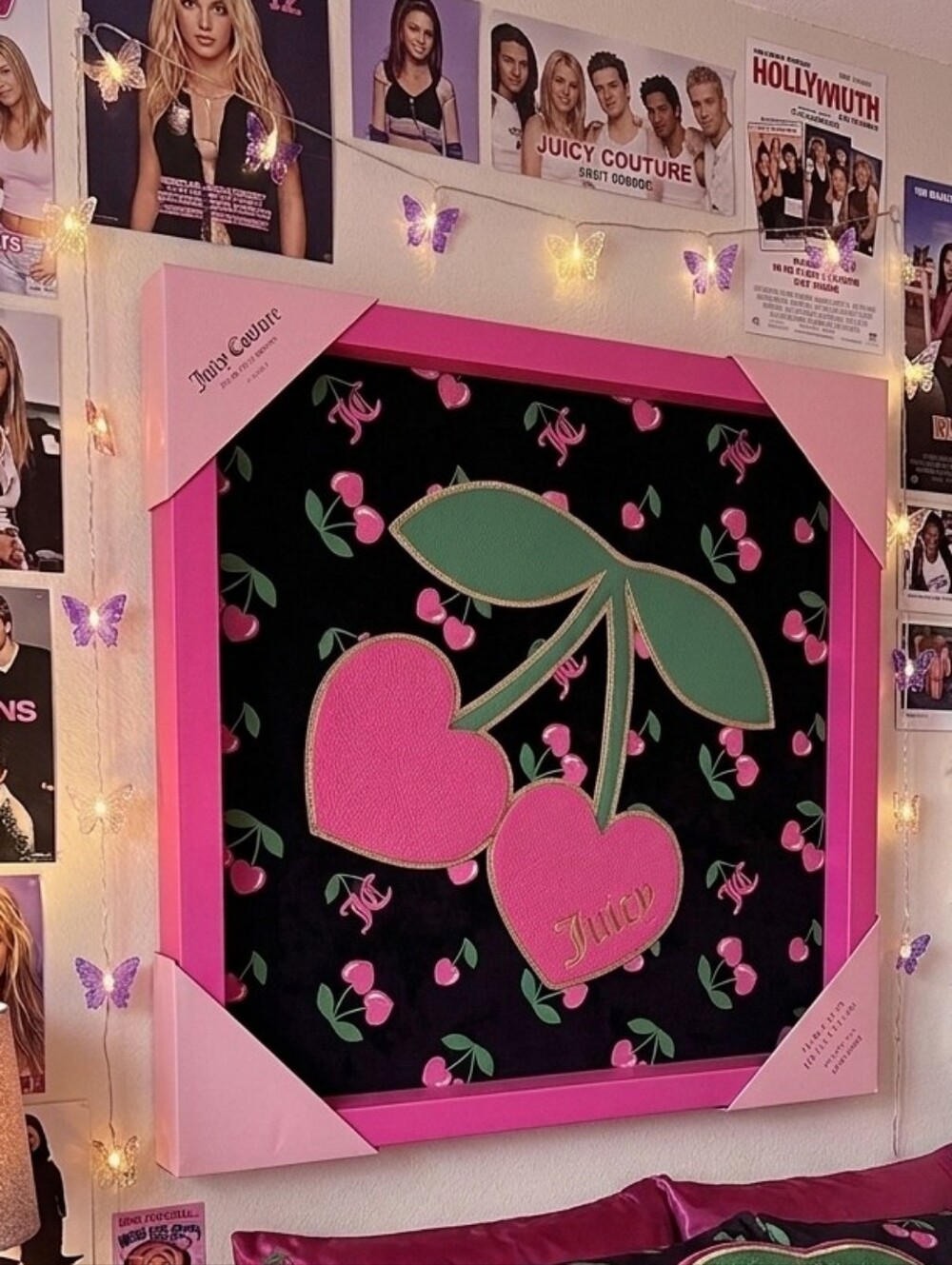 Juicy Couture Pink & Green Cherry Art Print